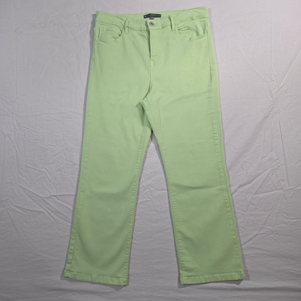 Elliott Lauren Straight Leg Pants Size 10 Lime Green Pastel Denim Trousers 0642
